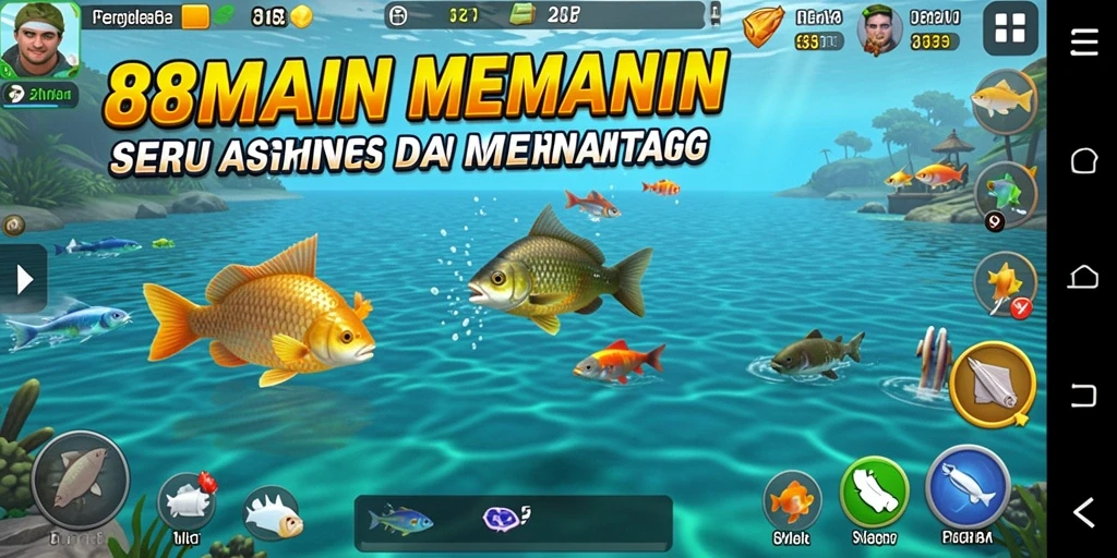 Tampilan gameplay 88MAIN yang menawan saat memancing.