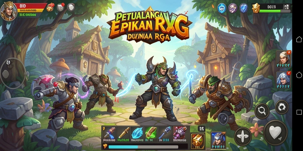 Tampilan gameplay RPG menakjubkan di 8ID dengan pertempuran seru.