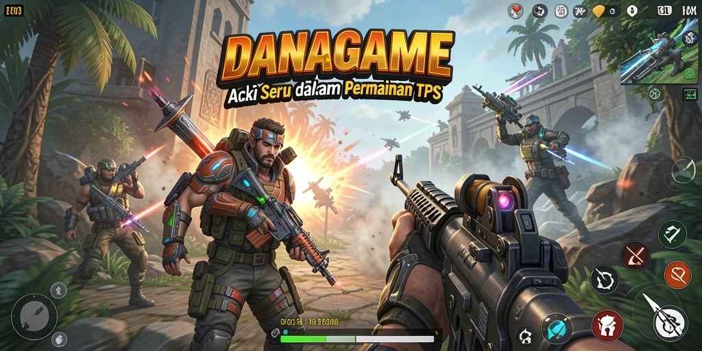Screenshot utama menunjukkan aksi mendebarkan dalam <strong>DANAGAME</strong> dengan gameplay TPS yang intens.