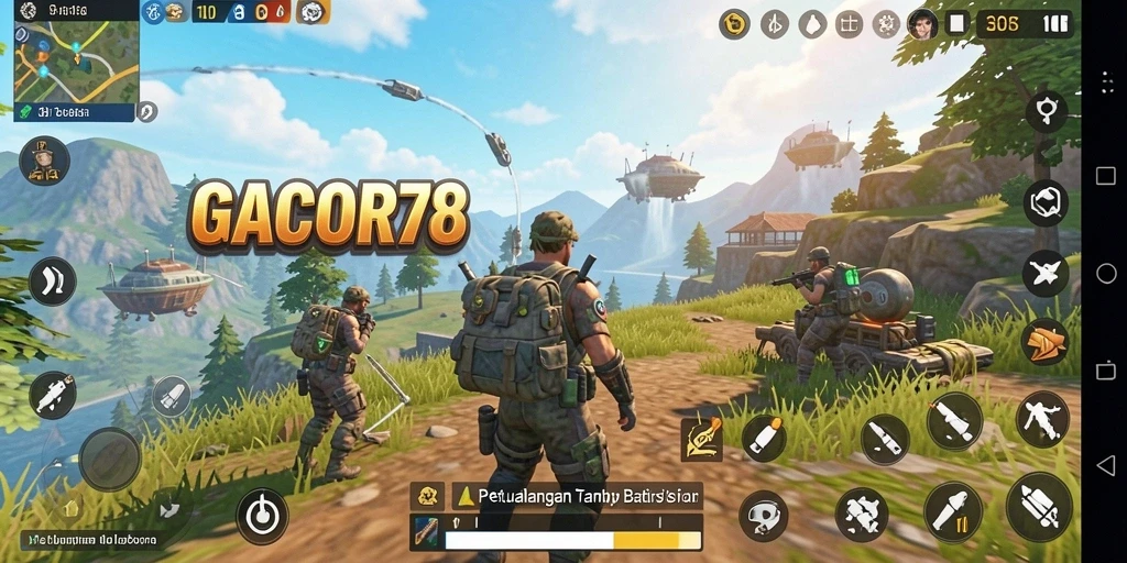 Screenshot gameplay GACOR78 menampilkan dunia terbuka yang luas dan interaktif.