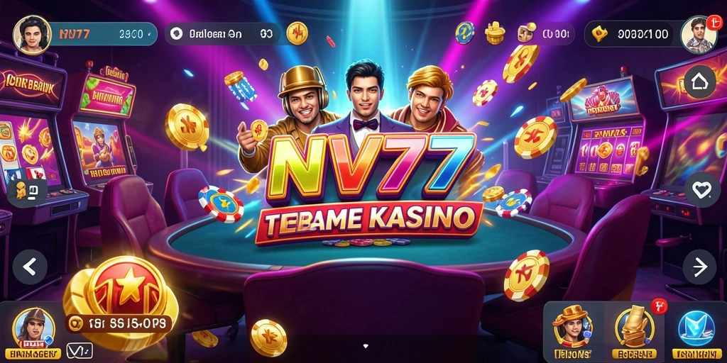 Tampilan utama NV77 menampilkan gameplay kasino yang mendebarkan dan interaktif.