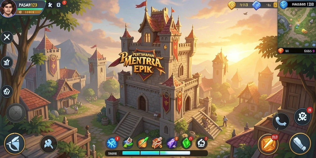 Tangkapan layar gameplay PASAR123 menampilkan aksi Tower Defense yang seru.