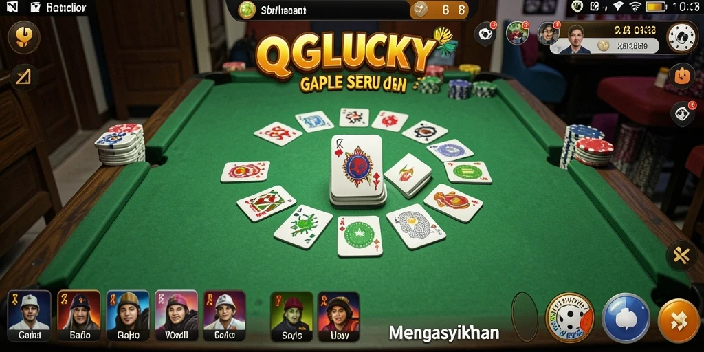 Screenshot gameplay QGLUCKY menampilkan serunya permainan Gaple.