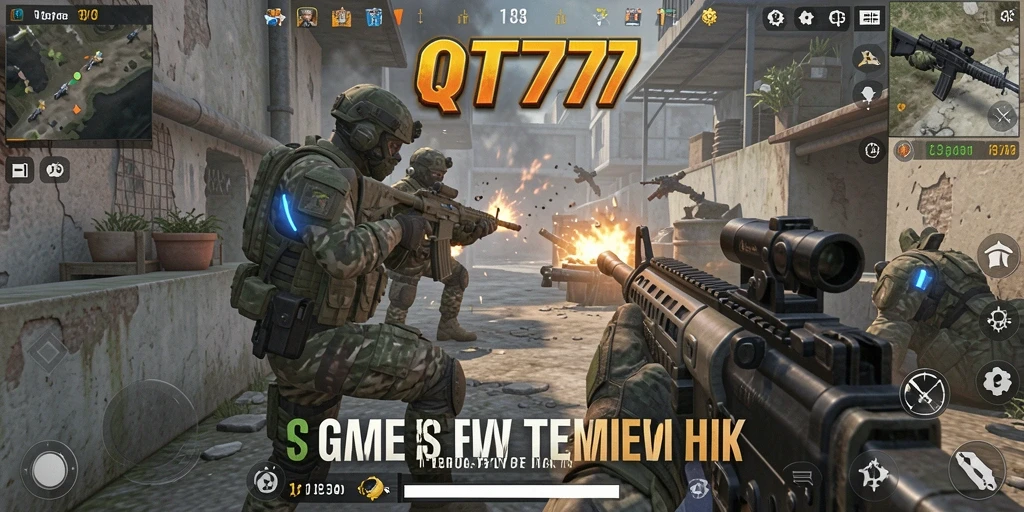 Screenshot QT777 menampilkan aksi tembak-menembak yang mendebarkan.