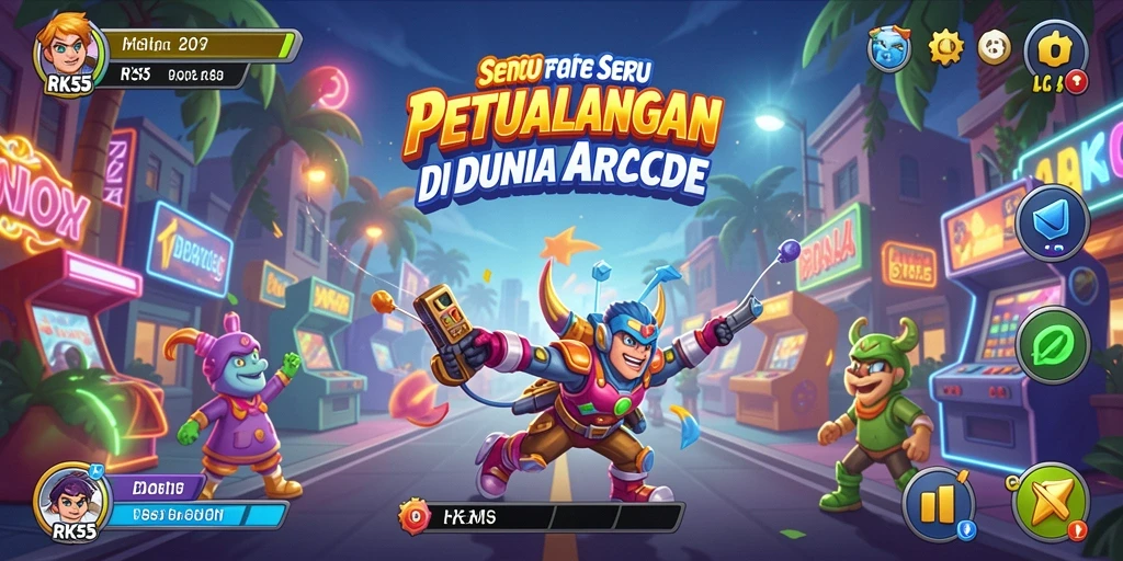 Tangkapan layar permainan RK55 menampilkan aksi seru dalam dunia permainan arcade.