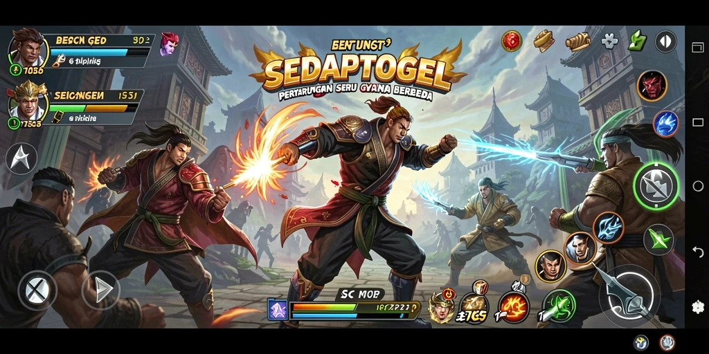 Tangkapan layar gameplay SEDAPTOGEL menampilkan pertarungan seru dan karakter yang dinamis.