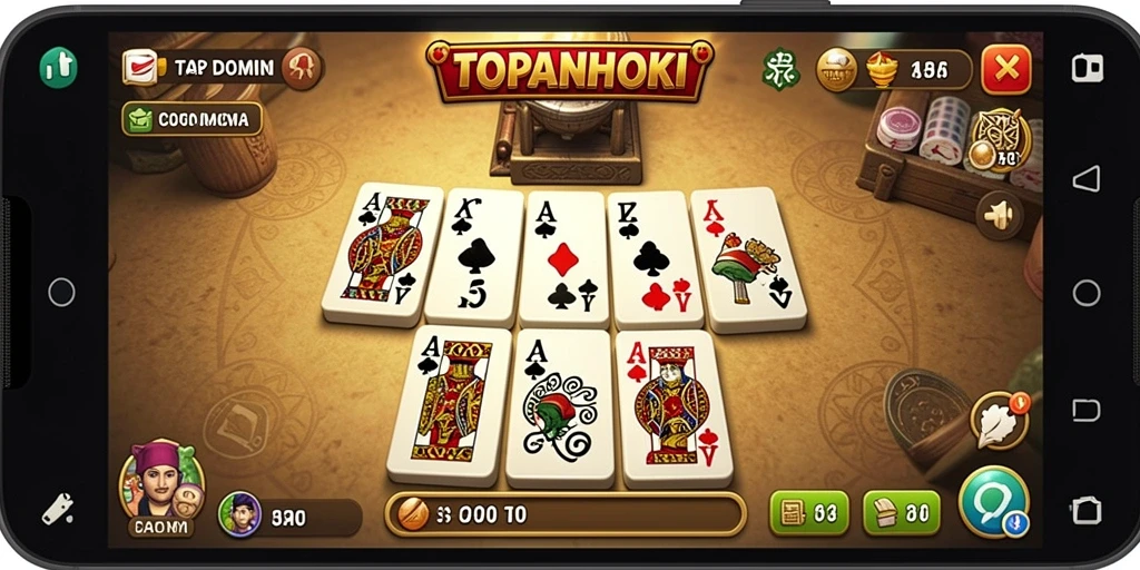 Tampilan gameplay seru dari TOPANHOKI dengan domino yang menarik.