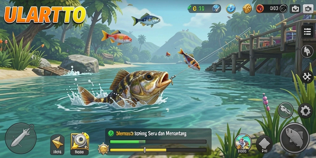 Tampilan utama ULARTOTO yang menampilkan berbagai ikan dan lokasi memancing.